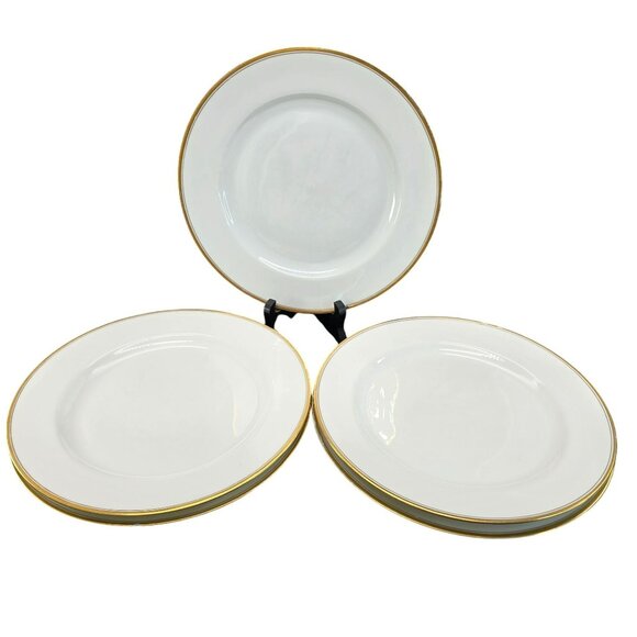 Haviland Limoges White & Gold Rimmed Dinner Plates 9.25" Set Of 5 CM2113 - Picture 1 of 8